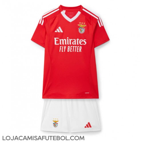 Camisa de Futebol Benfica Equipamento Principal Infantil 2024-25 Manga Curta (+ Calças curtas)